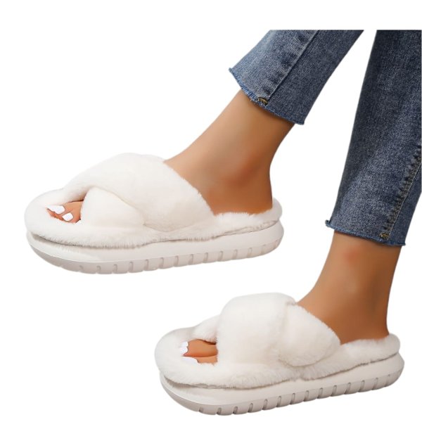 Hausschuhe Damen Plusch Weiß